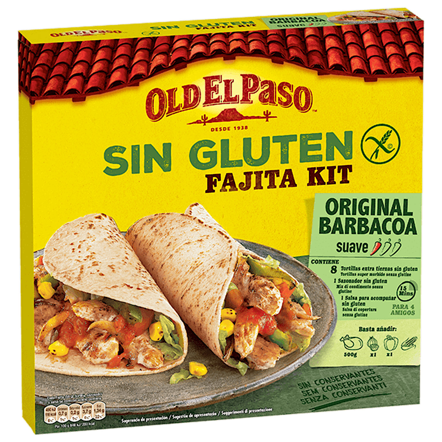 Old el paso original barbacoa kit de fajita sin gluten suave, 462g